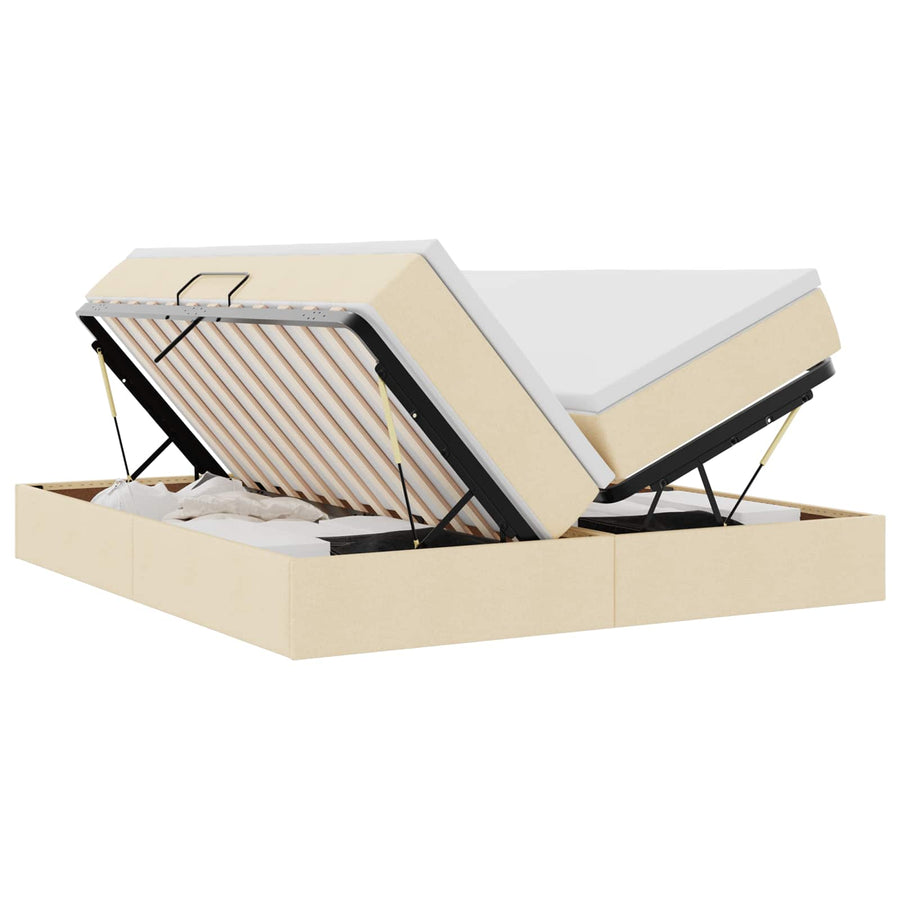 Opbergbed met matras met matras Crème 200 x 200 cm Polyester