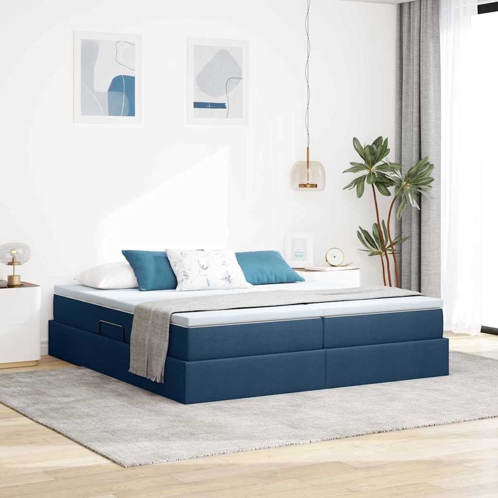 Opbergbed met matras met matras Blauw 200 x 200 cm Polyester