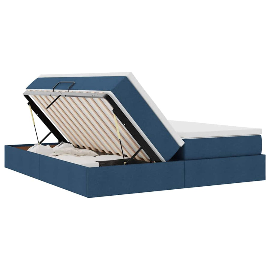 Opbergbed met matras met matras Blauw 200 x 200 cm Polyester