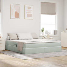 Opbergbed met matras met matras Lichtgrijs 180 x 200 cm Fluweel