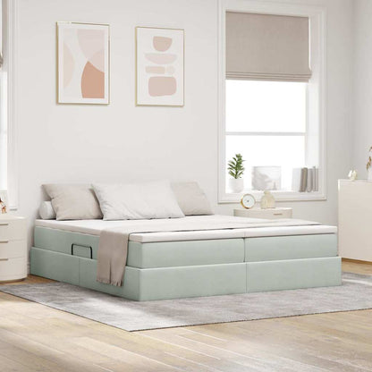 Opbergbed met matras met matras Lichtgrijs 180 x 200 cm Fluweel