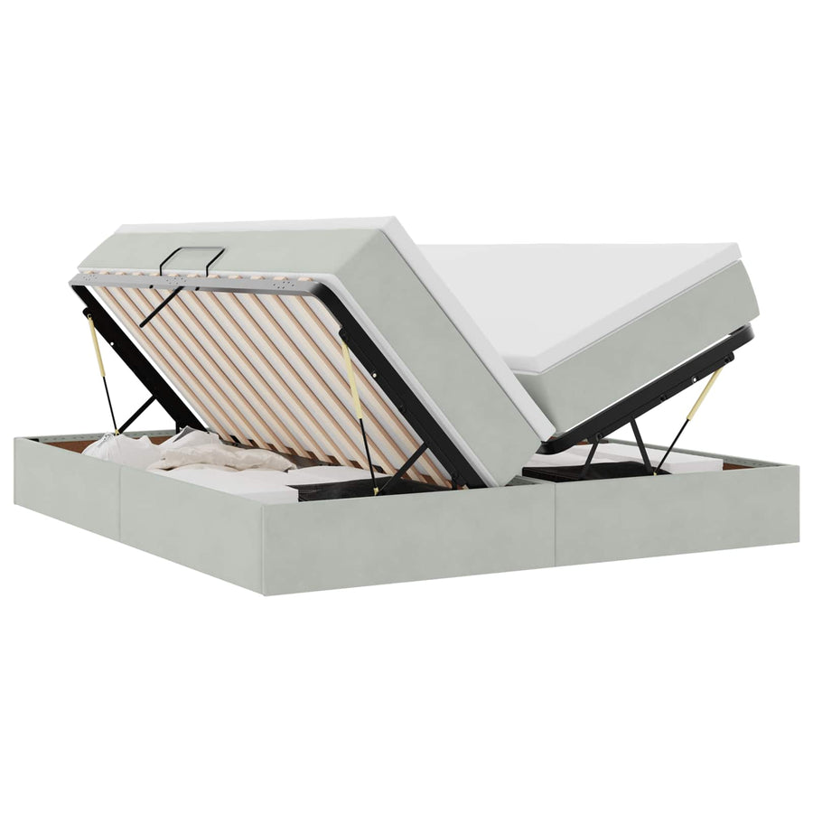 Opbergbed met matras met matras Lichtgrijs 180 x 200 cm Fluweel