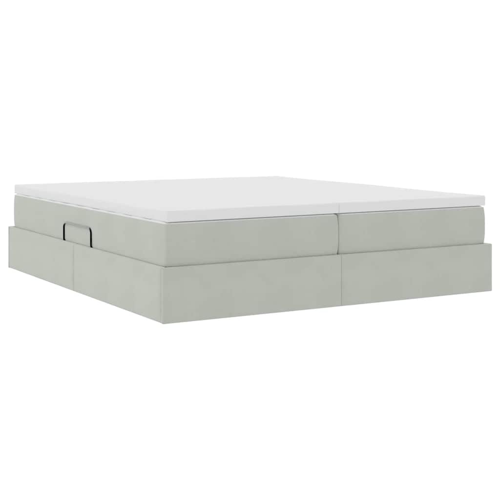 Opbergbed met matras met matras Lichtgrijs 180 x 200 cm Fluweel