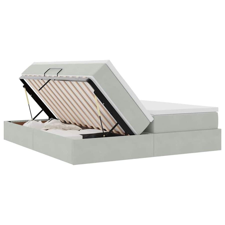 Opbergbed met matras met matras Lichtgrijs 180 x 200 cm Fluweel