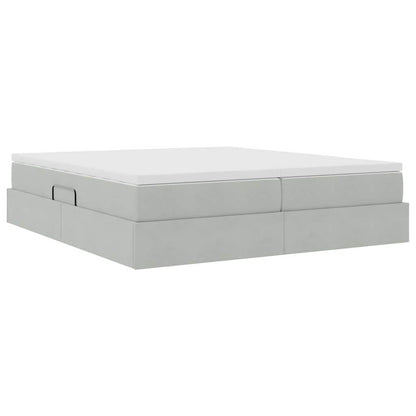 Opbergbed met matras met matras Lichtgrijs 180 x 200 cm Fluweel