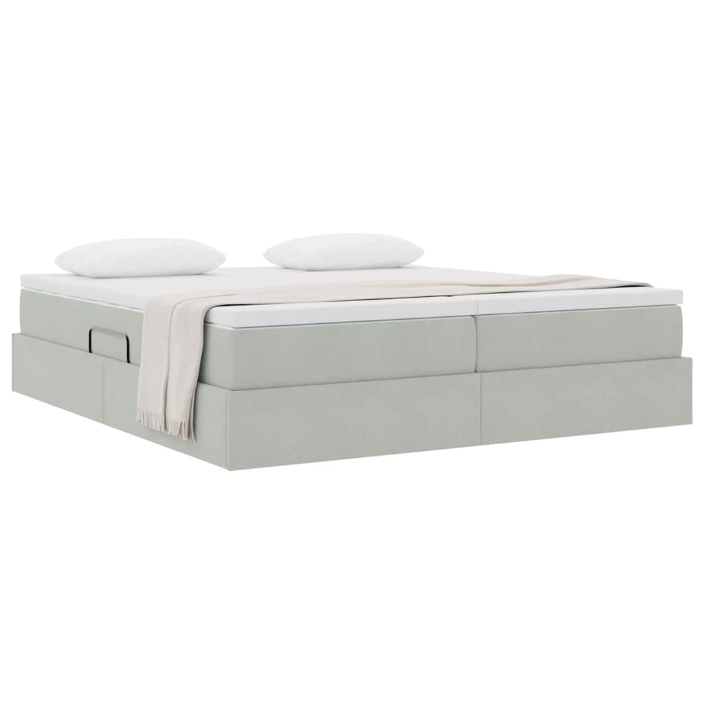 Opbergbed met matras met matras Lichtgrijs 180 x 200 cm Fluweel