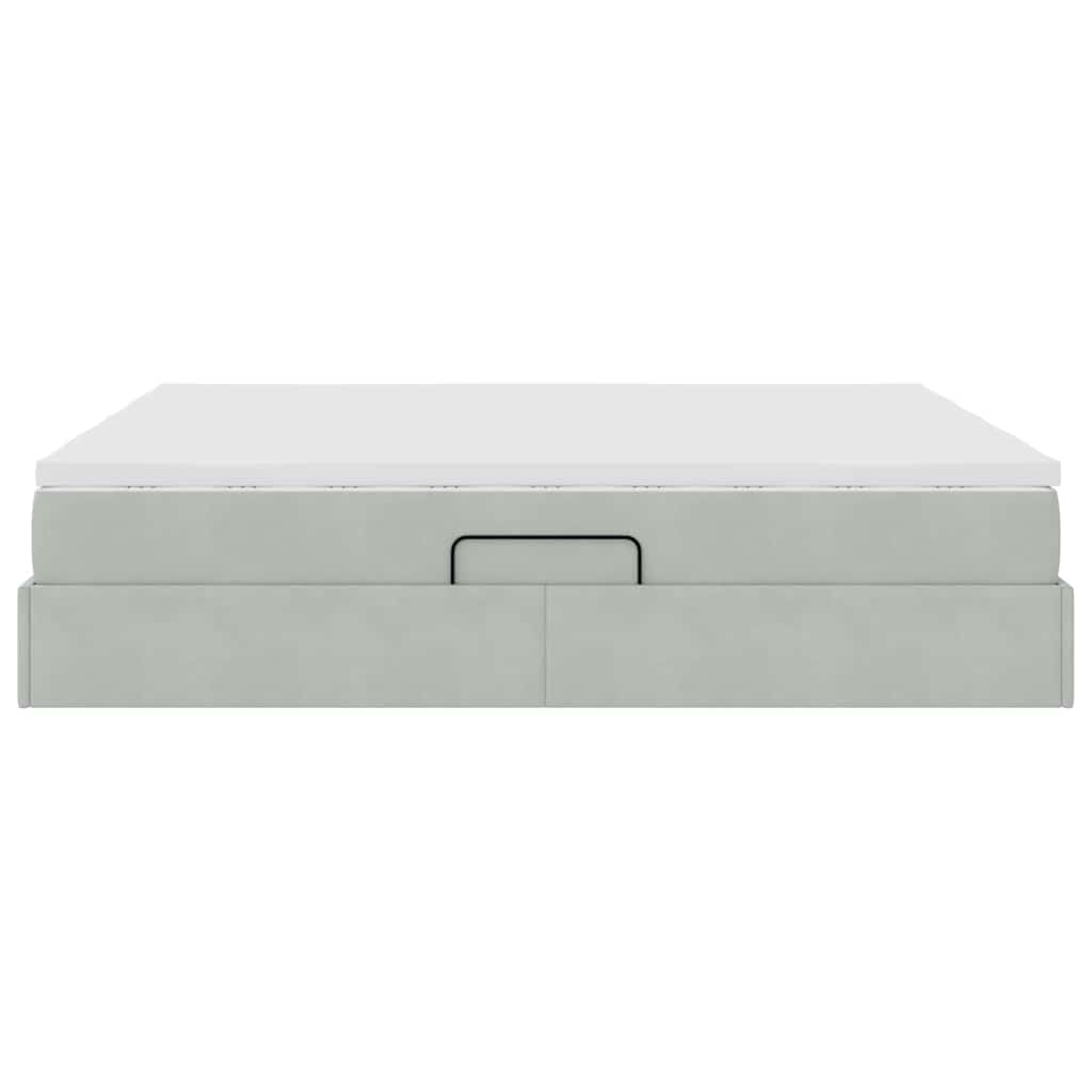 Opbergbed met matras met matras Lichtgrijs 180 x 200 cm Fluweel