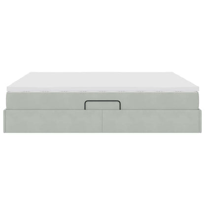 Opbergbed met matras met matras Lichtgrijs 180 x 200 cm Fluweel