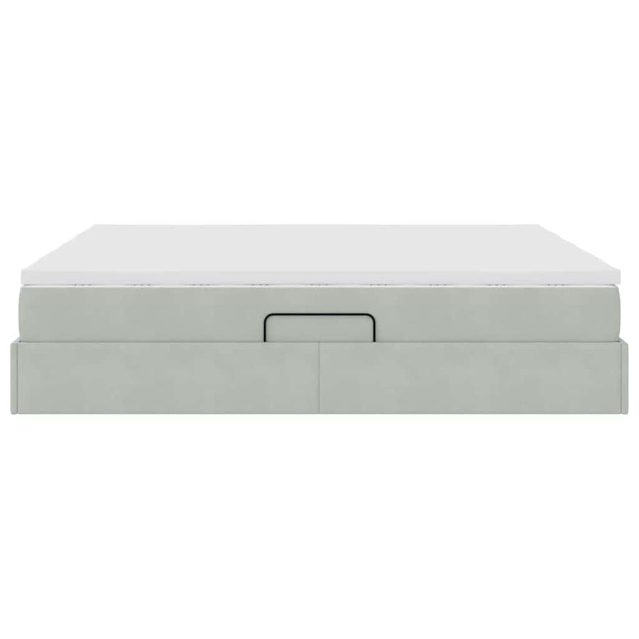 Opbergbed met matras met matras Lichtgrijs 180 x 200 cm Fluweel