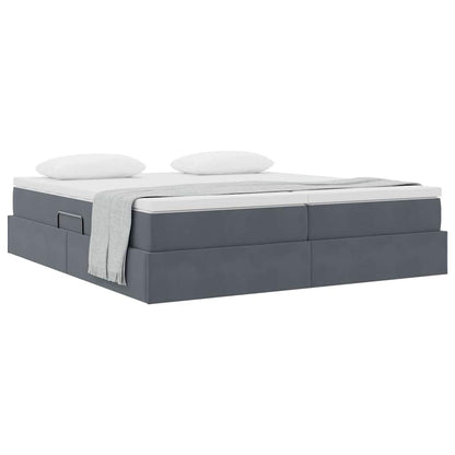 Opbergbed met matras Donkergrijs 180 x 200 cm Fluweel