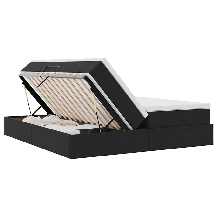 Opbergbed met matras met matras Zwart 180 x 200 cm Fluweel