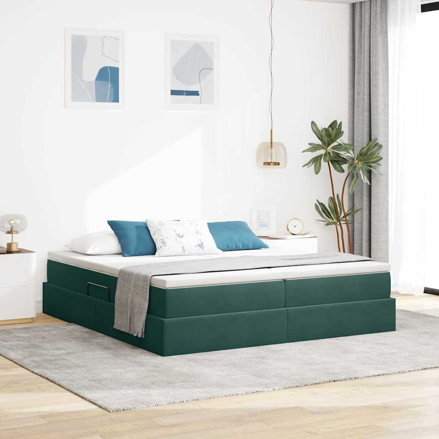 Opbergbed met matras Donkergroen 180 x 200 cm Fluweel
