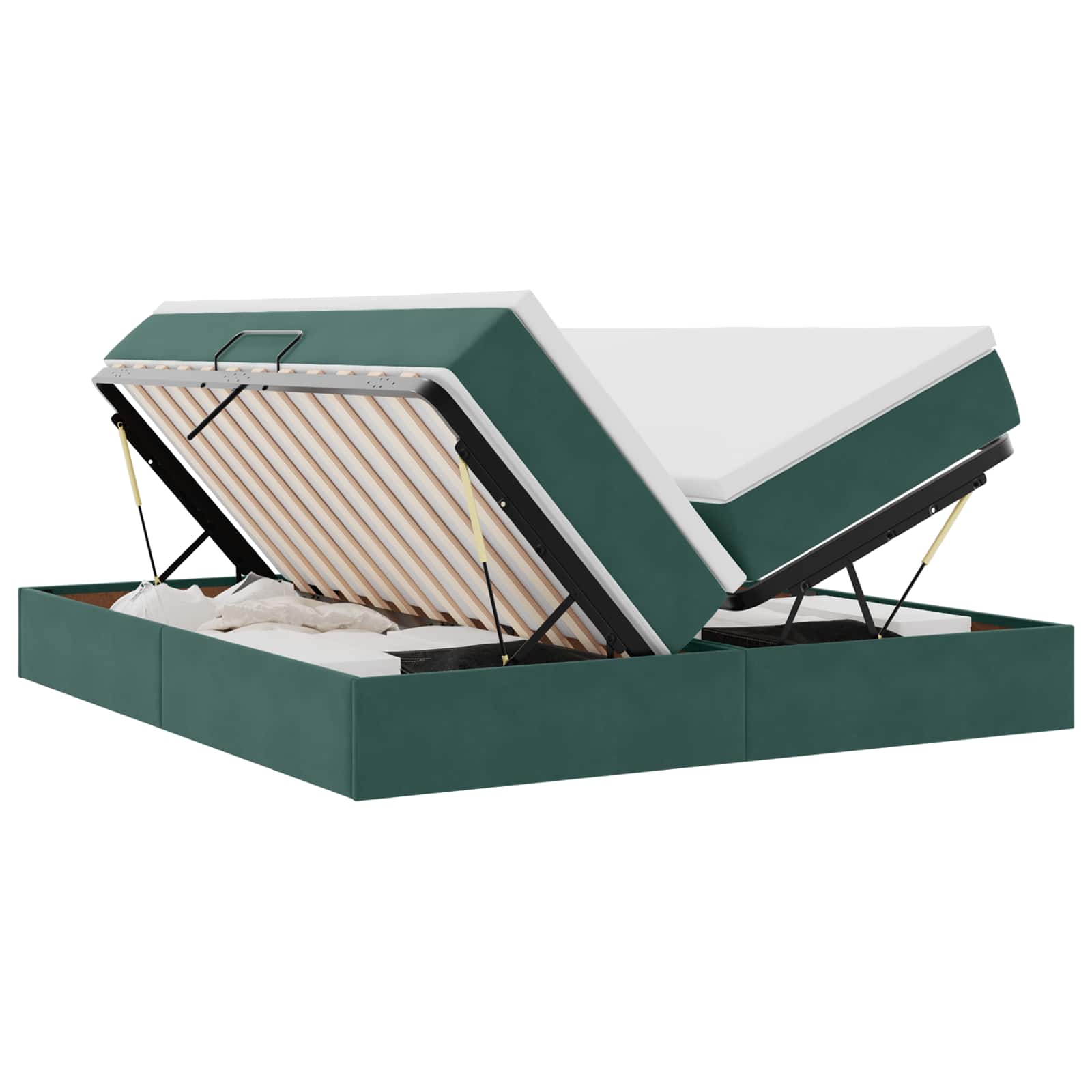 Opbergbed met matras Donkergroen 180 x 200 cm Fluweel