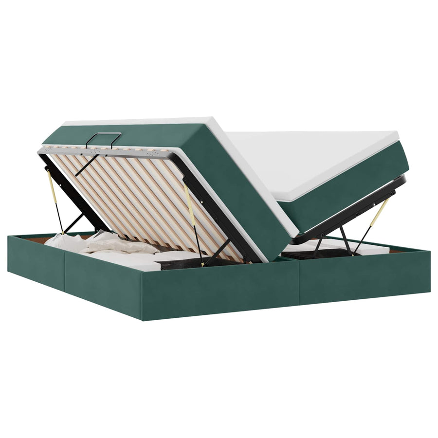Opbergbed met matras Donkergroen 180 x 200 cm Fluweel