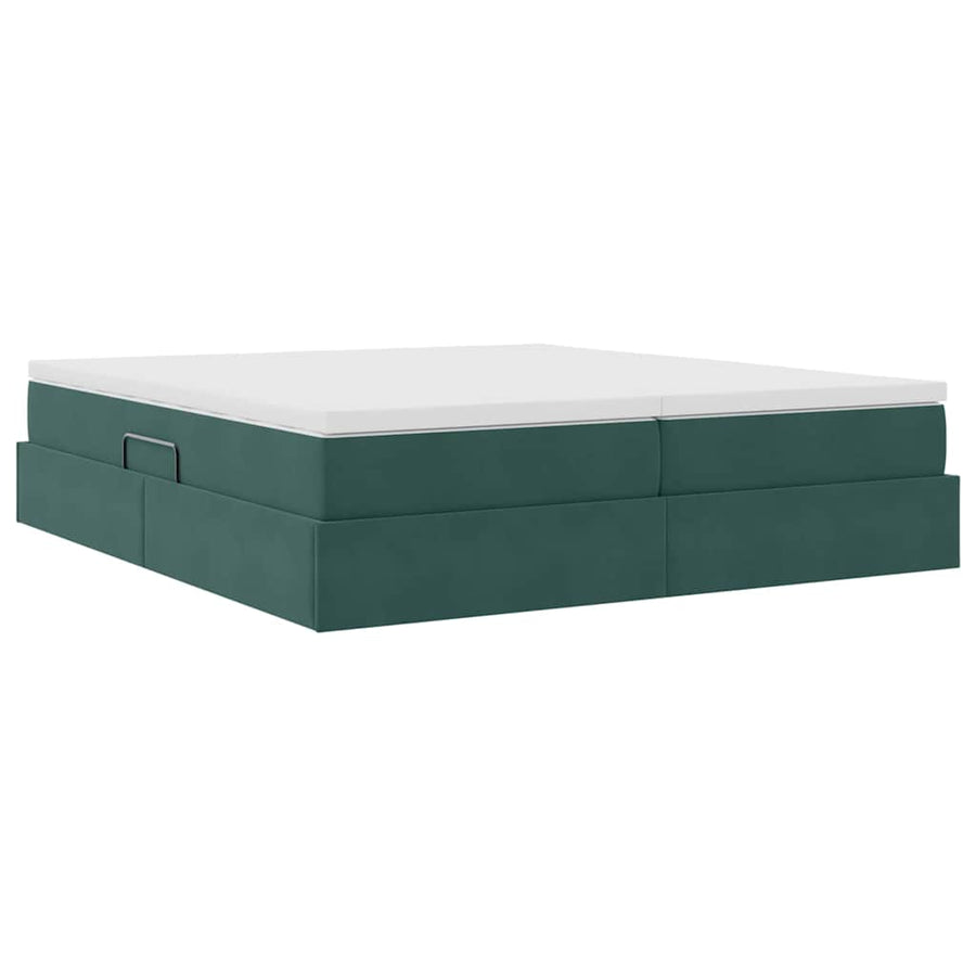 Opbergbed met matras Donkergroen 180 x 200 cm Fluweel