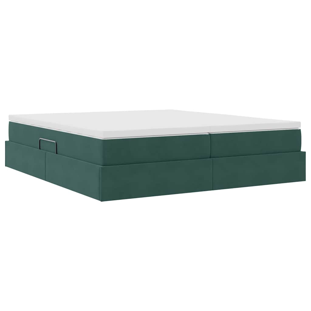Opbergbed met matras Donkergroen 180 x 200 cm Fluweel