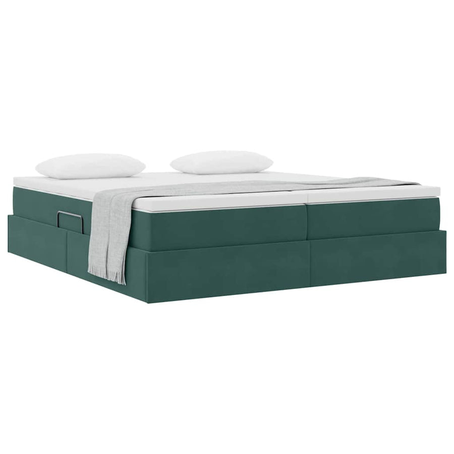 Opbergbed met matras Donkergroen 180 x 200 cm Fluweel