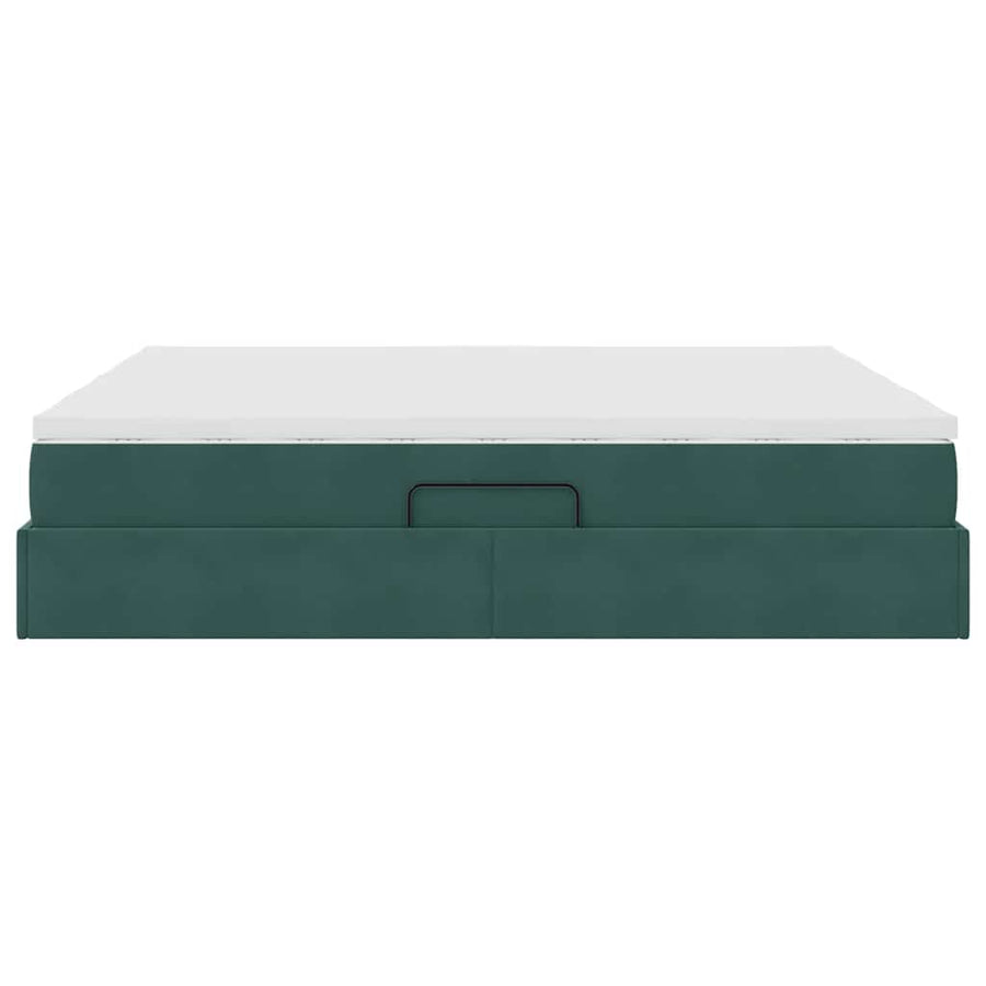Opbergbed met matras Donkergroen 180 x 200 cm Fluweel