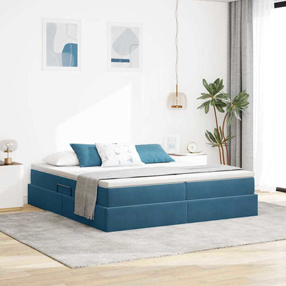Opbergbed met matras Donkerblauw 180 x 200 cm Fluweel