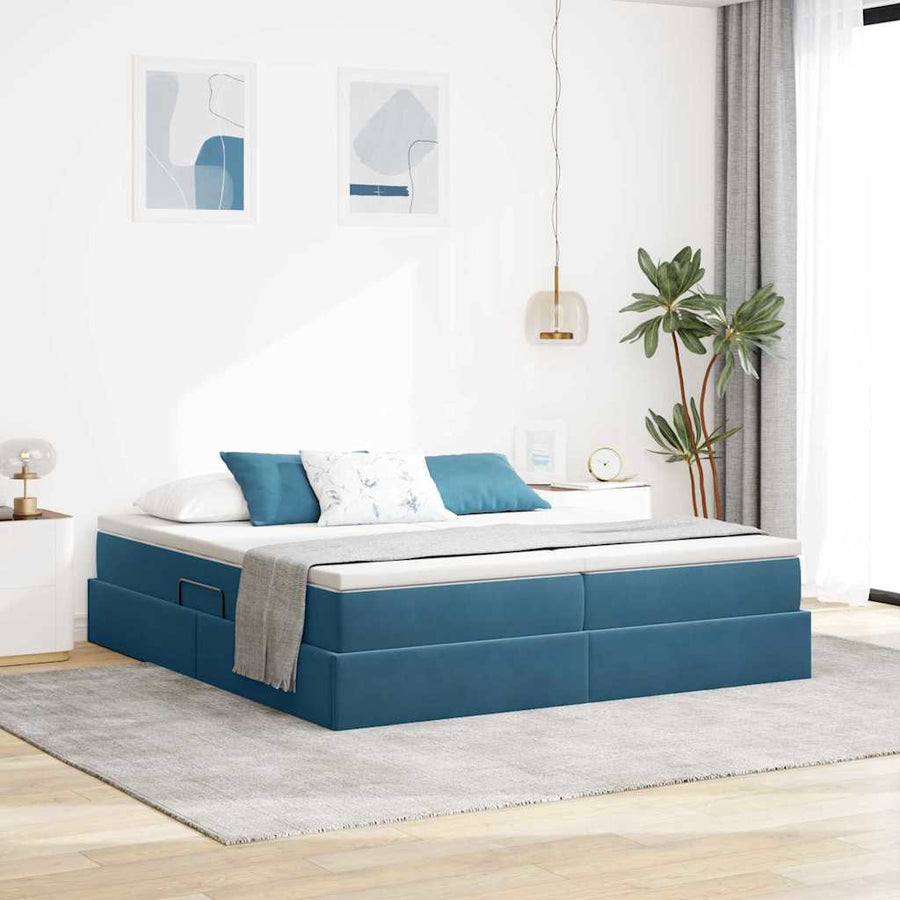 Opbergbed met matras Donkerblauw 180 x 200 cm Fluweel