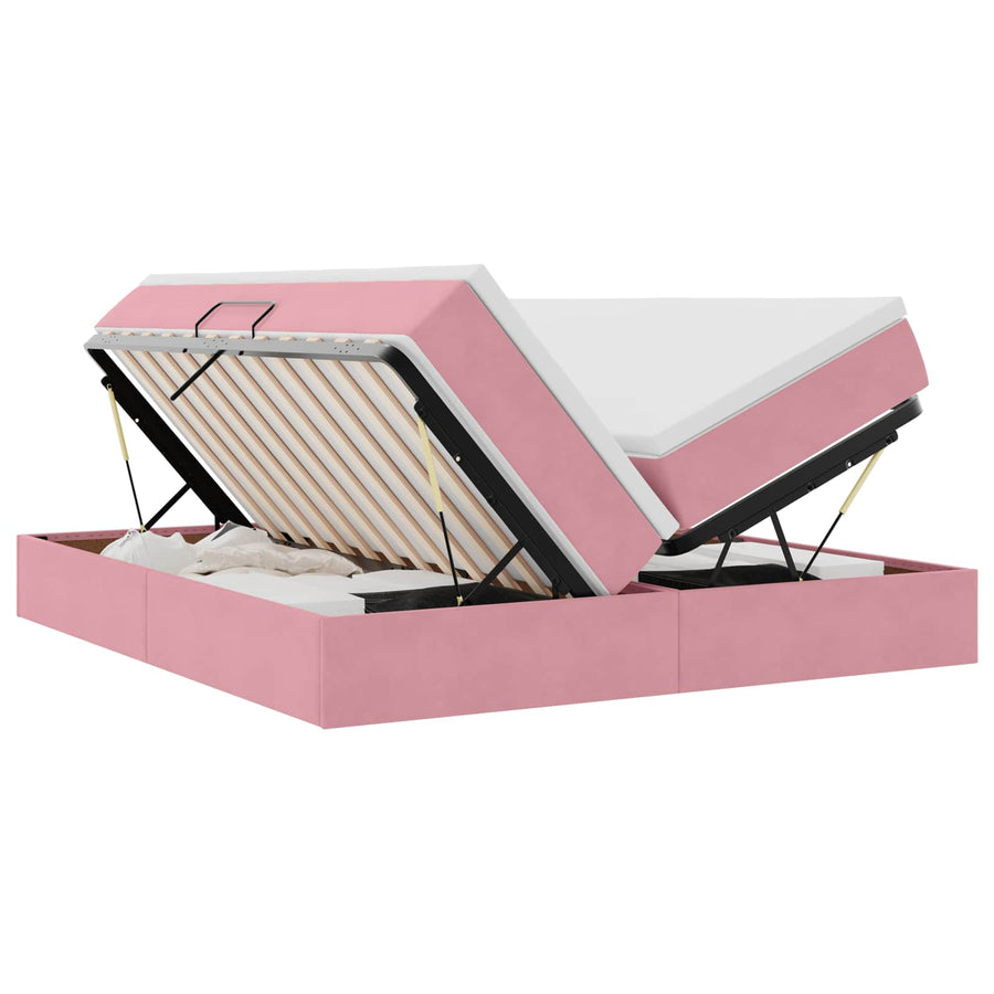 Opbergbed met matras met matras Roze 180 x 200 cm Fluweel