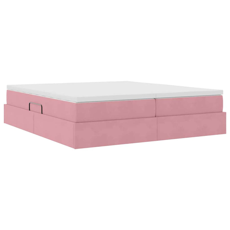 Opbergbed met matras met matras Roze 180 x 200 cm Fluweel