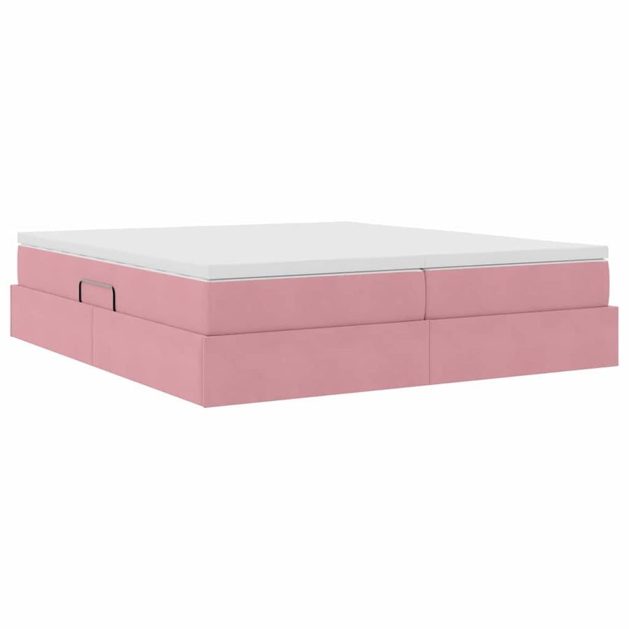 Opbergbed met matras met matras Roze 180 x 200 cm Fluweel