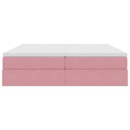 Opbergbed met matras met matras Roze 180 x 200 cm Fluweel