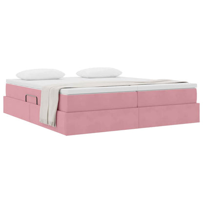 Opbergbed met matras met matras Roze 180 x 200 cm Fluweel