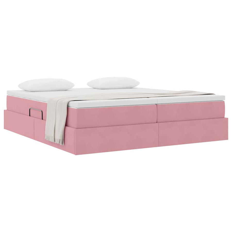 Opbergbed met matras met matras Roze 180 x 200 cm Fluweel