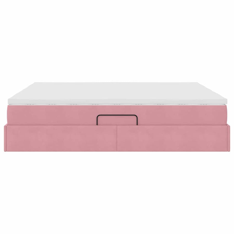 Opbergbed met matras met matras Roze 180 x 200 cm Fluweel