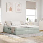 Storage Bed with Mattress Light Grey 200 x 200 cm Velvet