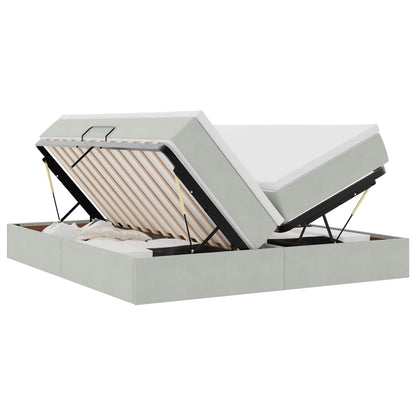 Opbergbed met matras met matras Lichtgrijs 200 x 200 cm Fluweel
