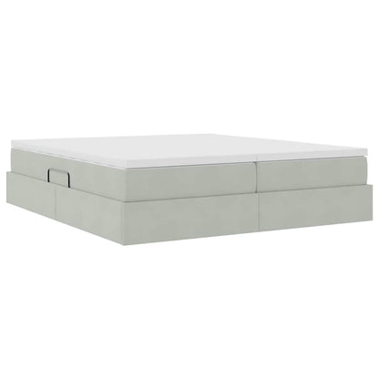 Opbergbed met matras met matras Lichtgrijs 200 x 200 cm Fluweel