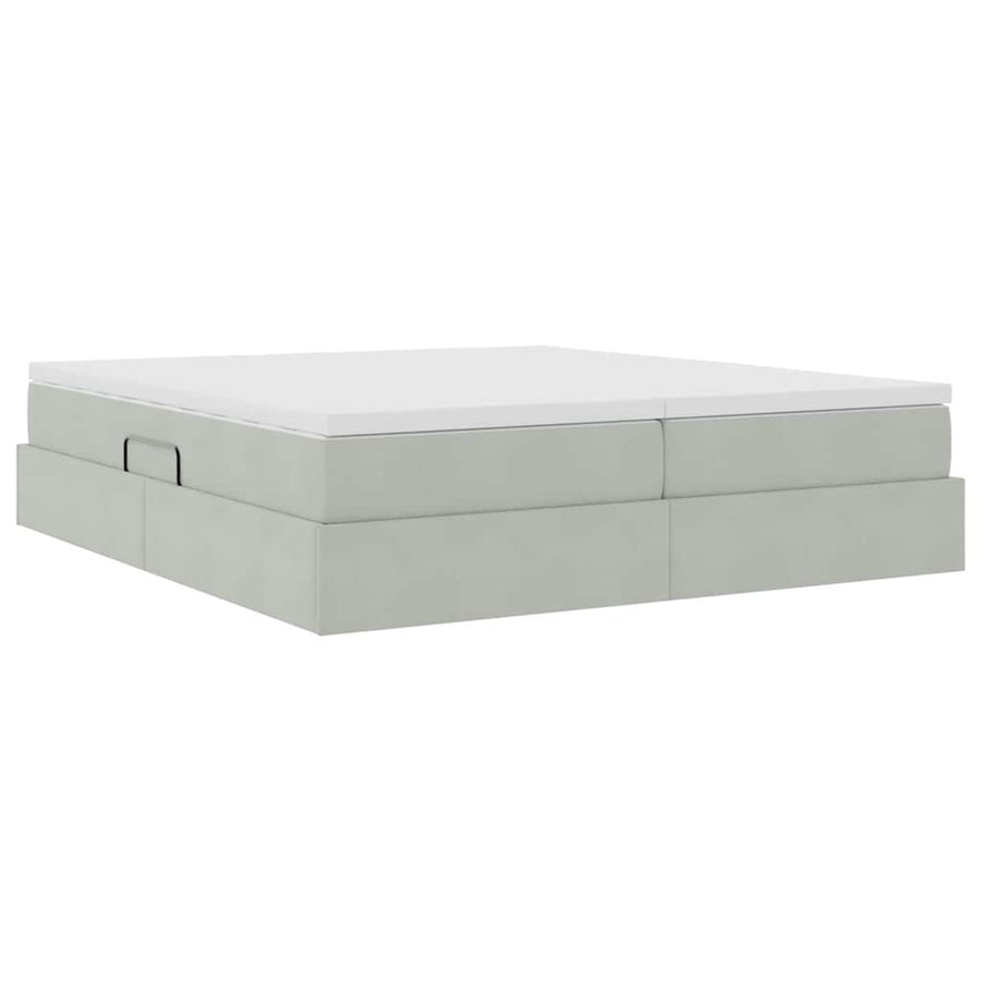 Opbergbed met matras met matras Lichtgrijs 200 x 200 cm Fluweel