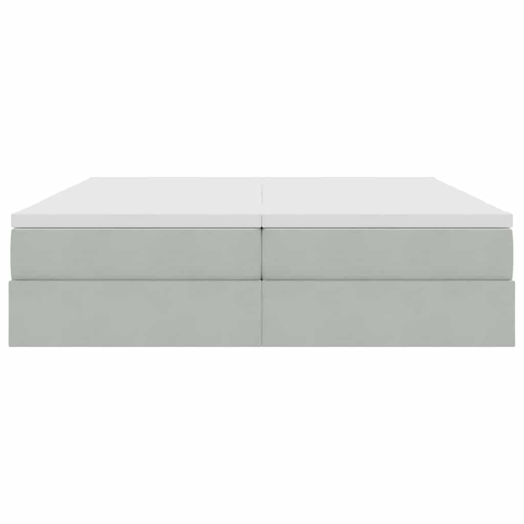 Opbergbed met matras met matras Lichtgrijs 200 x 200 cm Fluweel