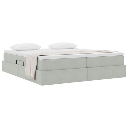 Opbergbed met matras met matras Lichtgrijs 200 x 200 cm Fluweel