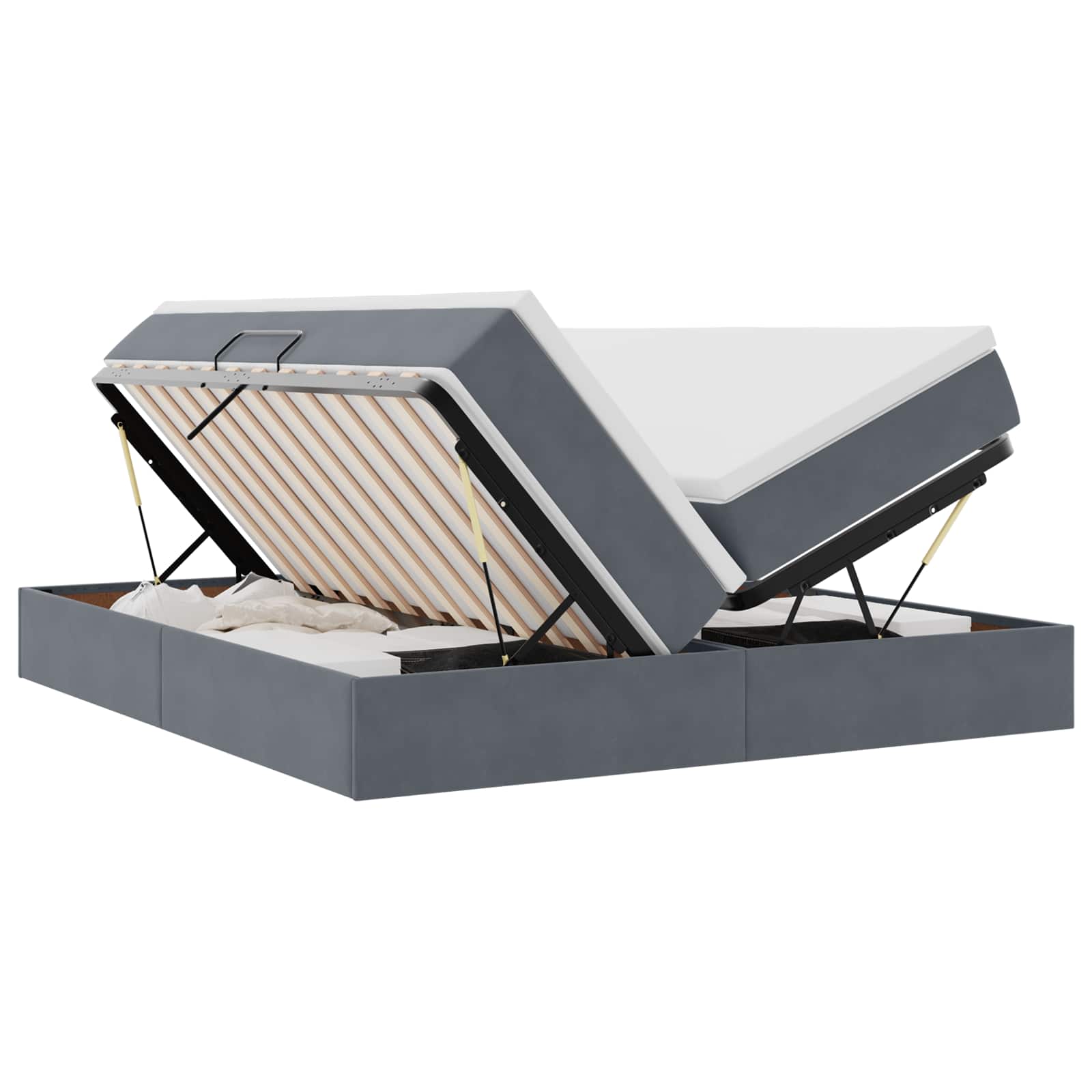 Opbergbed met matras Donkergrijs 200 x 200 cm Fluweel