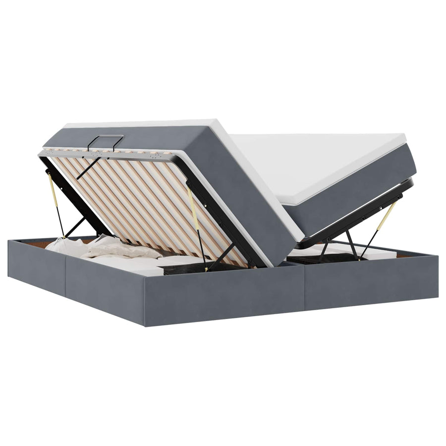 Opbergbed met matras Donkergrijs 200 x 200 cm Fluweel