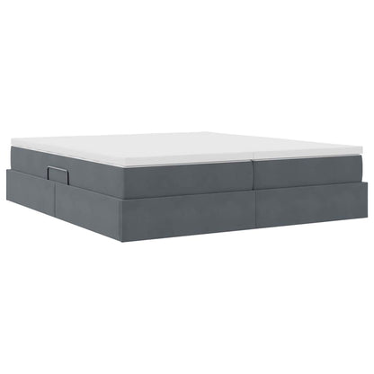 Opbergbed met matras Donkergrijs 200 x 200 cm Fluweel