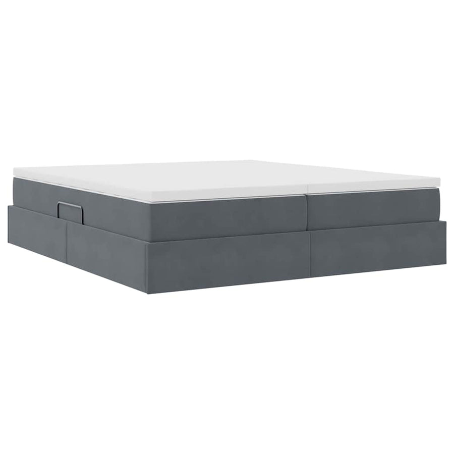 Opbergbed met matras Donkergrijs 200 x 200 cm Fluweel