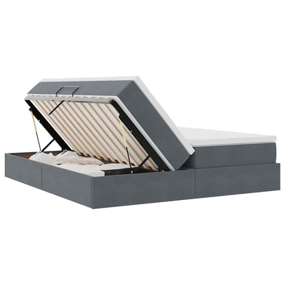 Opbergbed met matras Donkergrijs 200 x 200 cm Fluweel