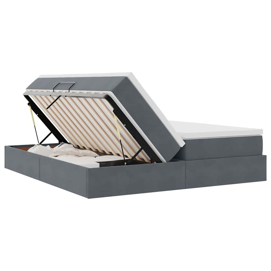Opbergbed met matras Donkergrijs 200 x 200 cm Fluweel
