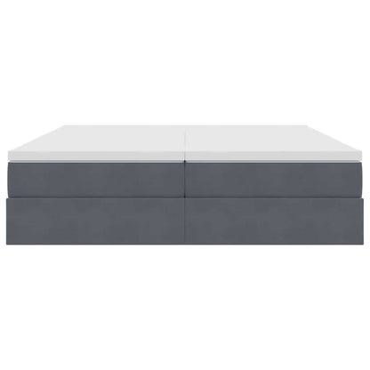 Opbergbed met matras Donkergrijs 200 x 200 cm Fluweel