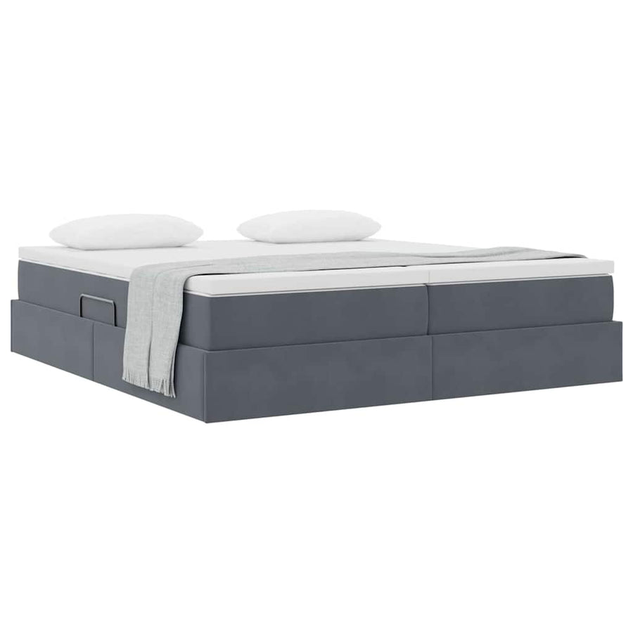 Opbergbed met matras Donkergrijs 200 x 200 cm Fluweel