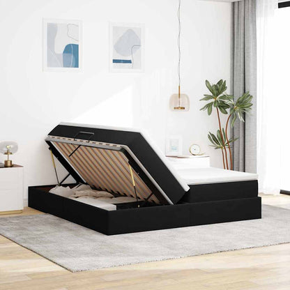 Opbergbed met matras met matras Zwart 200 x 200 cm Fluweel