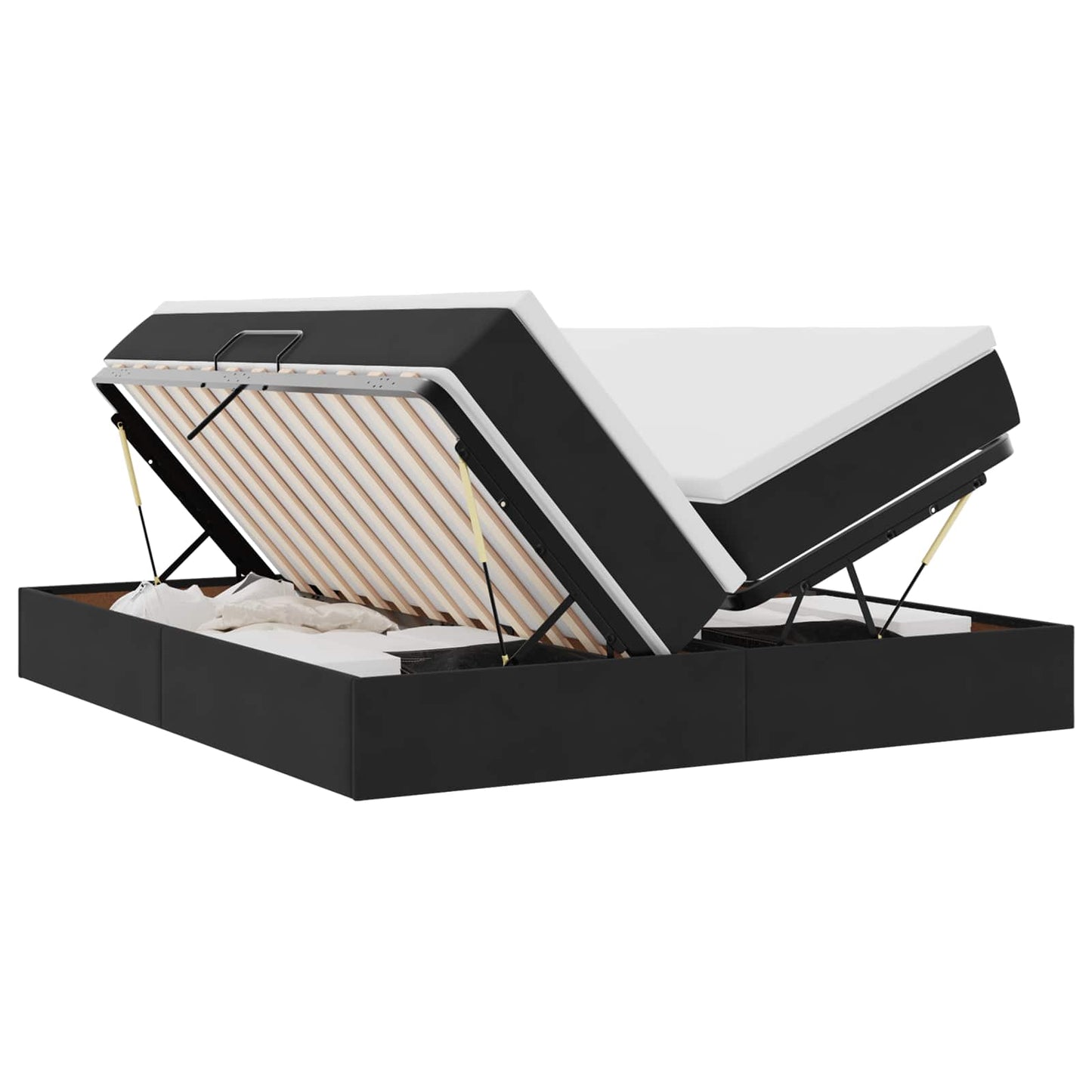 Opbergbed met matras met matras Zwart 200 x 200 cm Fluweel