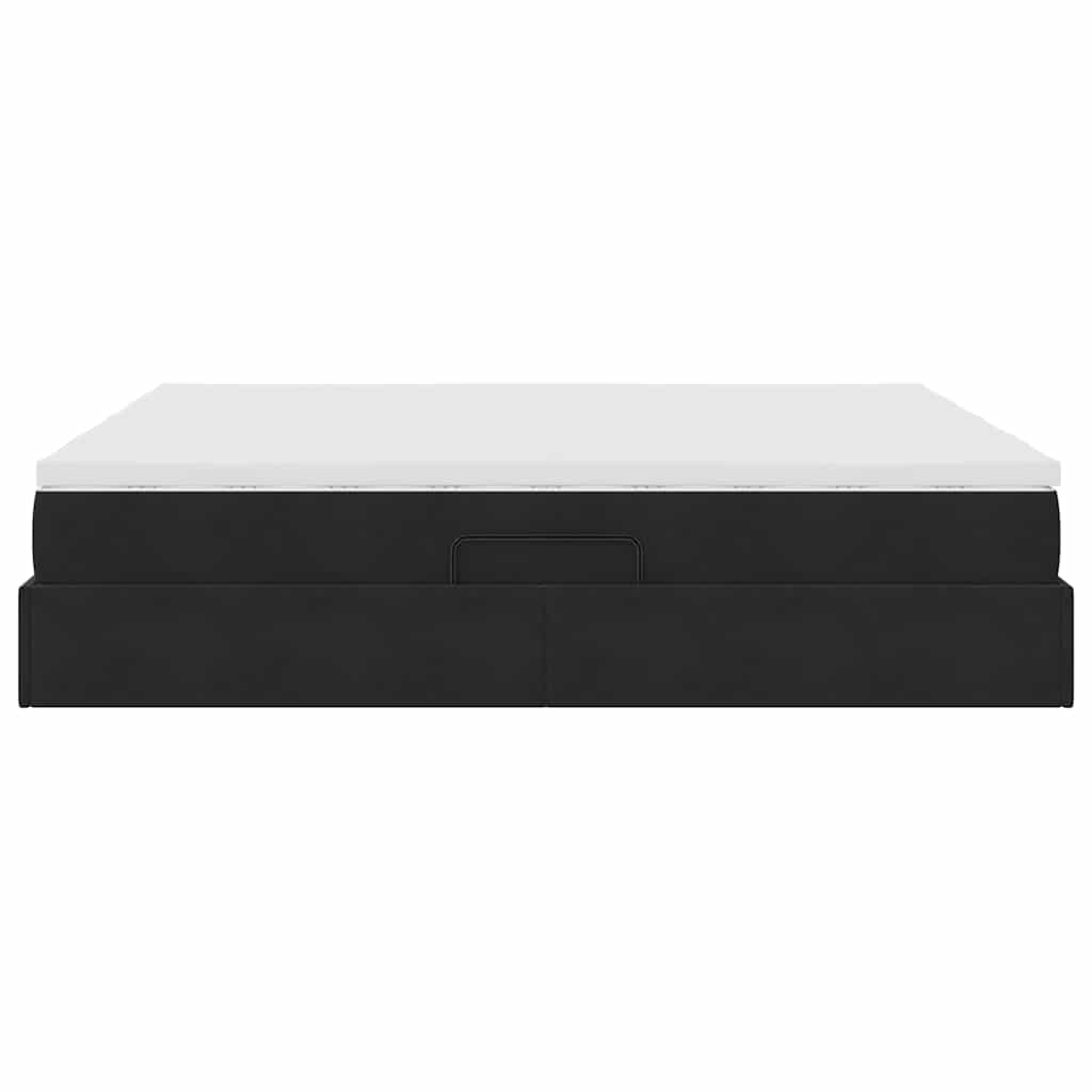 Opbergbed met matras met matras Zwart 200 x 200 cm Fluweel