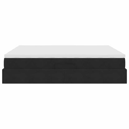Opbergbed met matras met matras Zwart 200 x 200 cm Fluweel