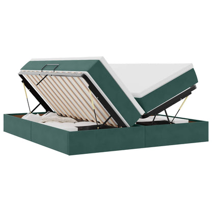 Opbergbed met matras Donkergroen 200 x 200 cm Fluweel